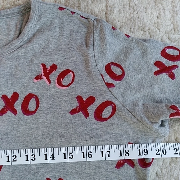 Two Piece Pajama Pant Set XO Hugs & Kisses MEDIUM Gray Red - Picture 7 of 16